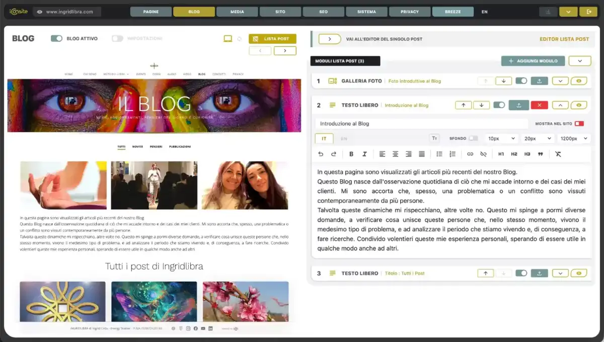 Schermata di iCONsite